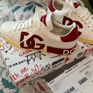 Dolce & Gabbana White and Red Sneakers
